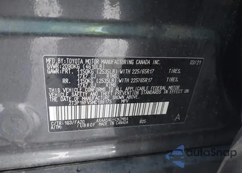 2021 Toyota Rav4 Xle from USA, damaged, VIN 2T3P1RFV5MC198175